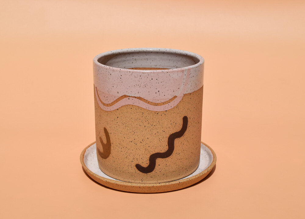 Neutral Doodle Planter