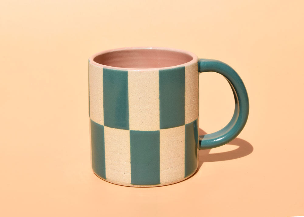 Teal Checker Mug