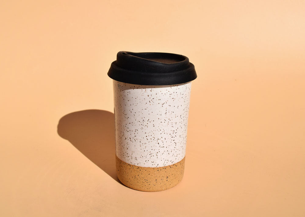 White Speckled Travel Cup
